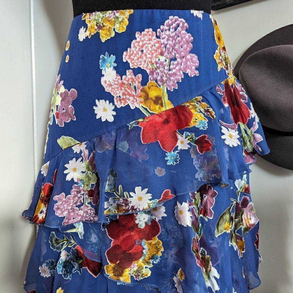 Alice + Olivia Floral Tiered Ruffle Skirt 2 Coquette Girl Fairy Coastal - Picture 4 of 9
